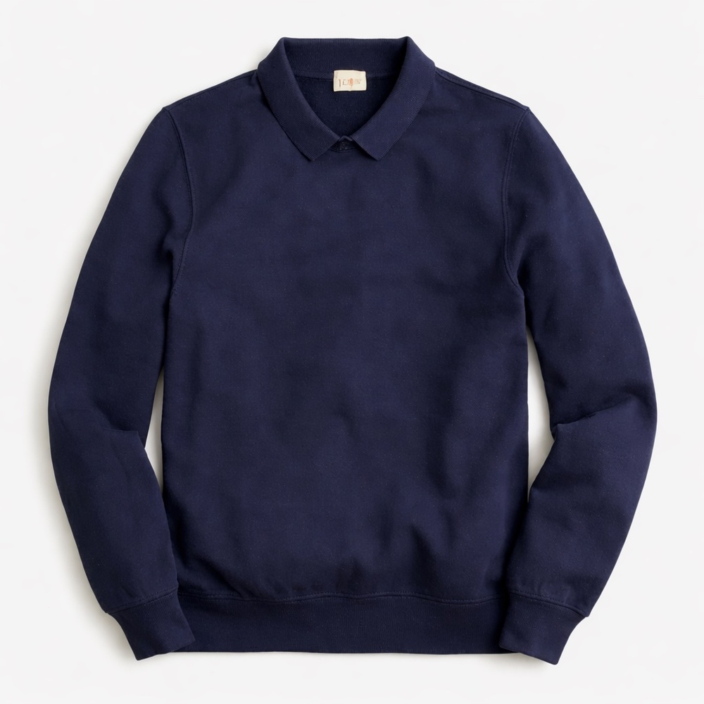 J.Crew Piqué Fleece Collared Sweatshirt – Men’s Extra-Large – Navy